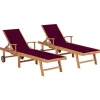 Maison Exclusive - Chaises longues lot de 2 et coussin rouge bordeaux teck solide Discount