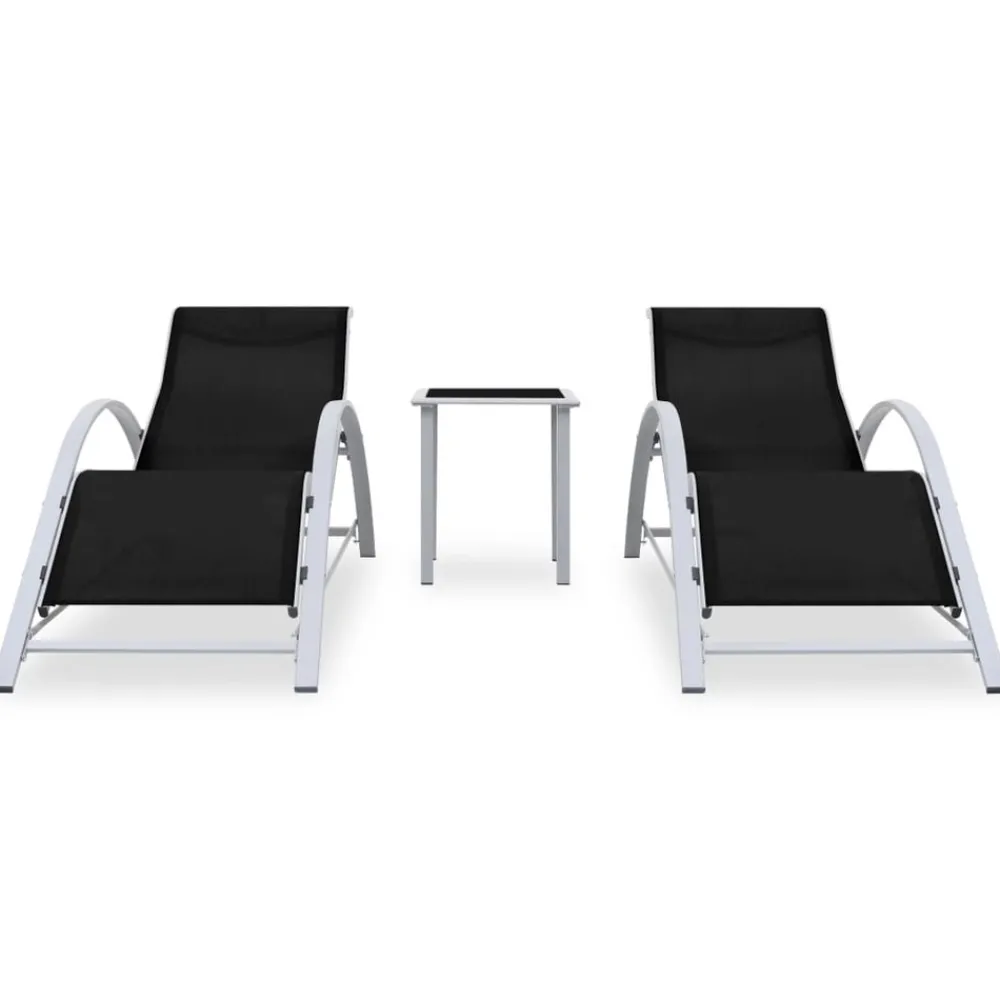 Maison Exclusive - Chaises longues lot de 2 avec table aluminium noir Clearance