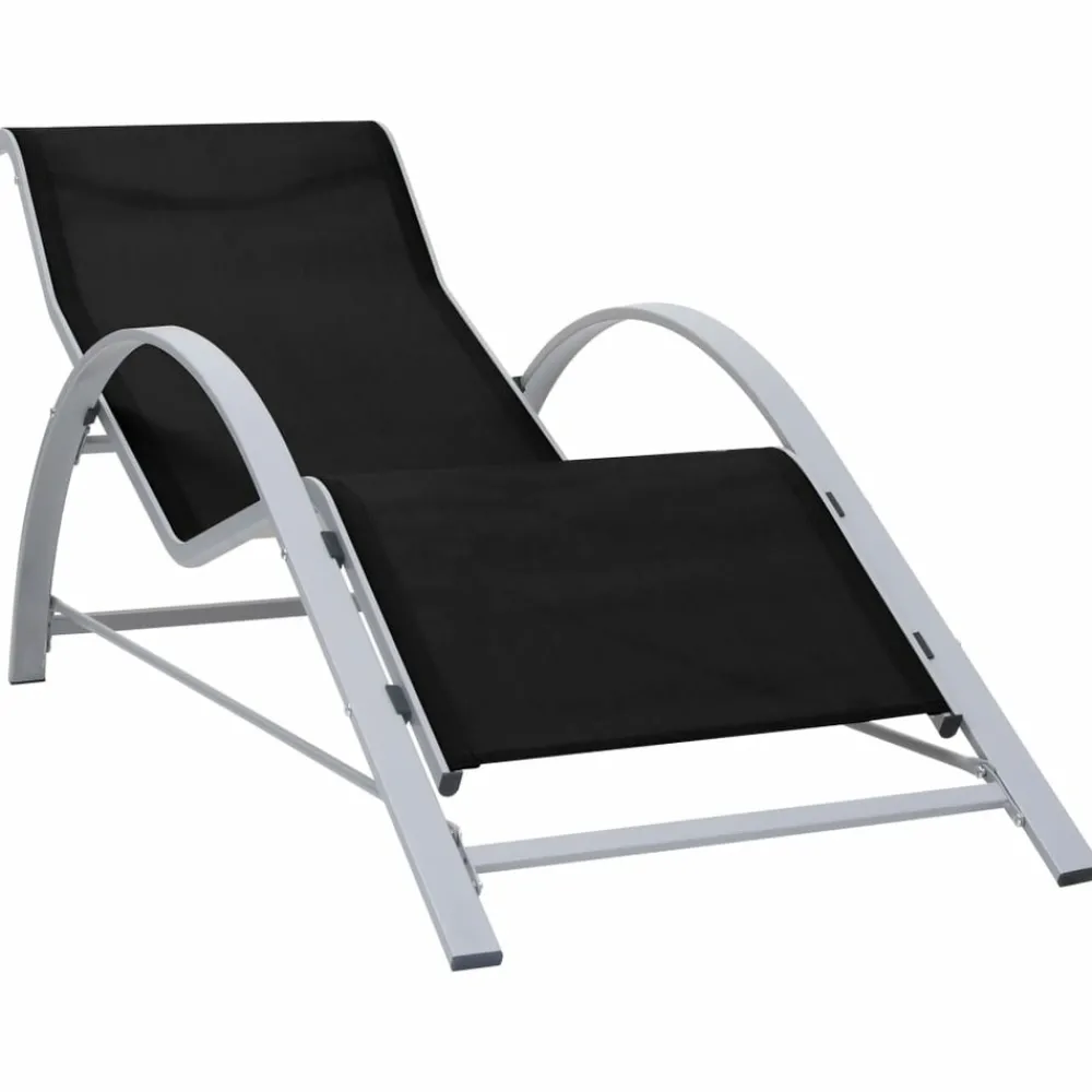 Maison Exclusive - Chaises longues lot de 2 avec table aluminium noir Clearance