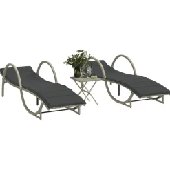 Maison Exclusive - Chaises longues lot de 2 avec table gris clair résine tressée Sale
