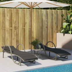 Maison Exclusive - Chaises longues lot de 2 avec table gris clair résine tressée Sale
