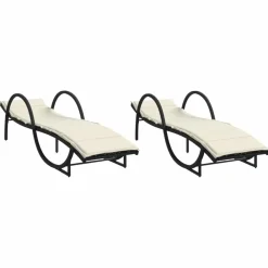 Maison Exclusive - Chaises longues lot de 2 avec coussins noir résine tressée Discount