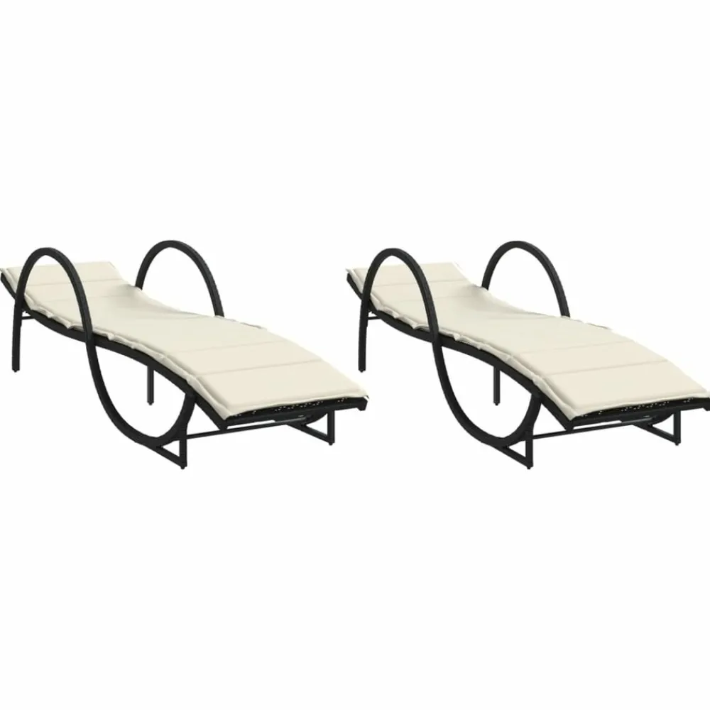 Maison Exclusive - Chaises longues lot de 2 avec coussins noir résine tressée Discount