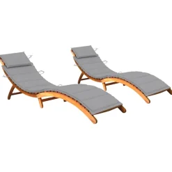 Maison Exclusive Bains De Soleil, Transats Et Hamacs | - Chaises longues lot de 2 avec coussins bois d'acacia solide