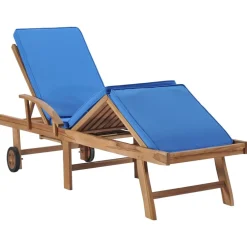 Maison Exclusive - Chaises longues avec coussins 2 pcs bois de teck solide bleu Hot