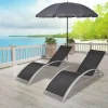 Maison Exclusive - Chaises longues et parasol aluminium noir Outlet