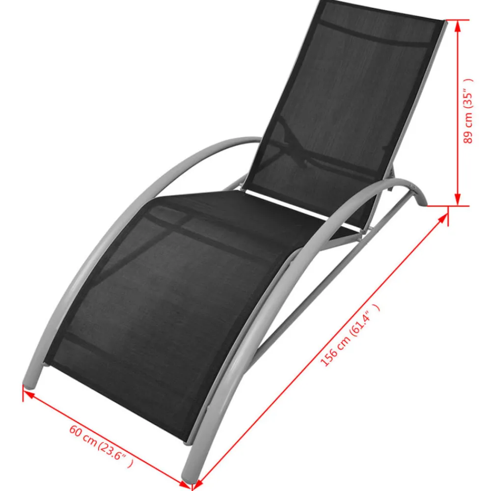 Maison Exclusive - Chaises longues et parasol aluminium noir Outlet