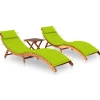 Maison Exclusive Bains De Soleil, Transats Et Hamacs | - Chaises longues lot de 2 avec table et coussins acacia solide