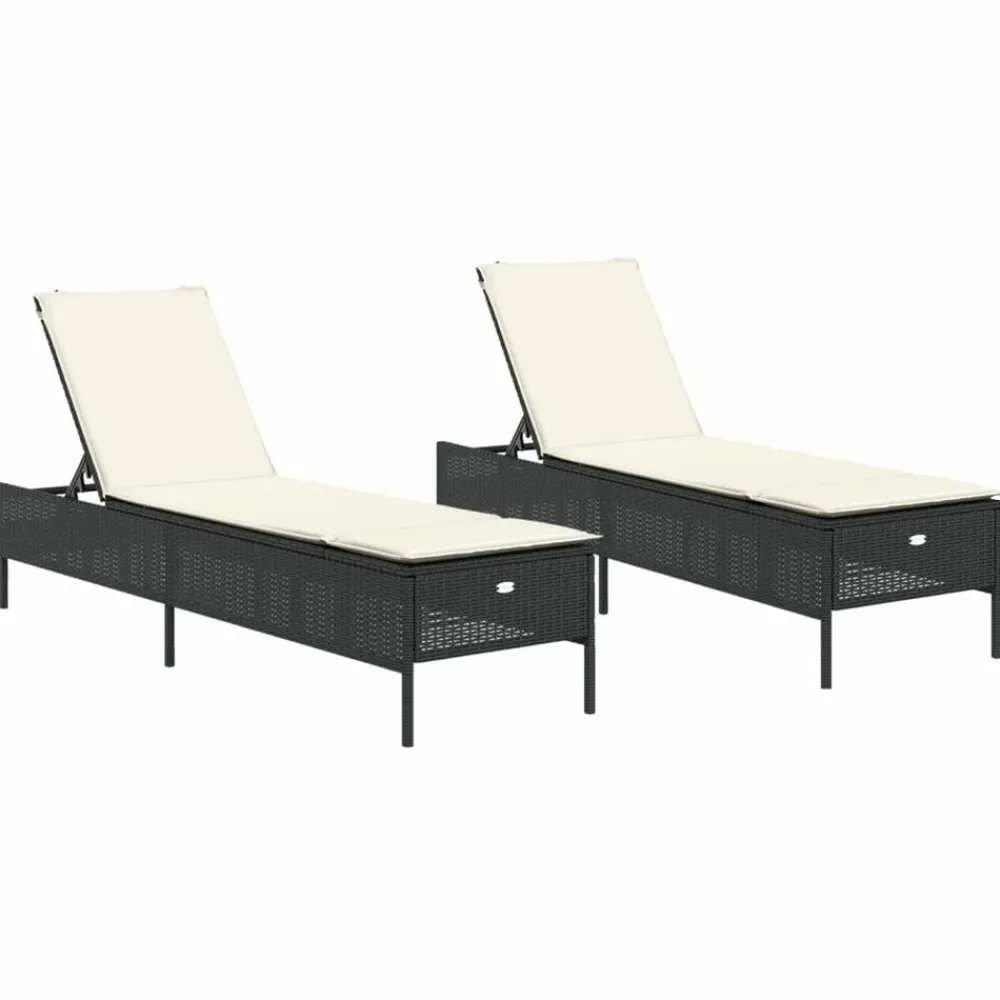 Maison Exclusive - Chaises longues avec coussins lot de 2 noir résine tressée Hot