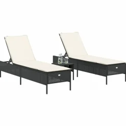 Maison Exclusive - Chaises longues avec coussins lot de 2 noir résine tressée Hot