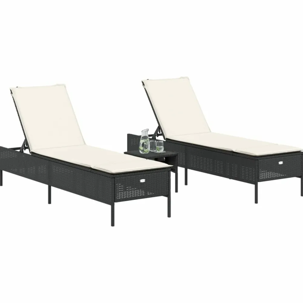 Maison Exclusive - Chaises longues avec coussins lot de 2 noir résine tressée Hot
