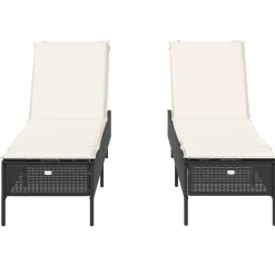 Maison Exclusive - Chaises longues avec coussins lot de 2 noir résine tressée Hot