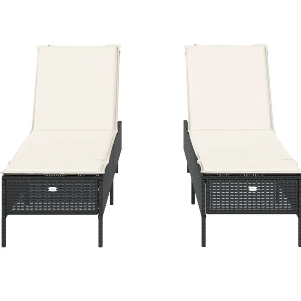 Maison Exclusive - Chaises longues avec coussins lot de 2 noir résine tressée Hot