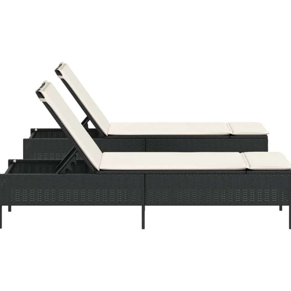 Maison Exclusive - Chaises longues avec coussins lot de 2 noir résine tressée Hot