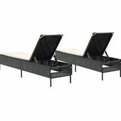 Maison Exclusive - Chaises longues avec coussins lot de 2 noir résine tressée Hot