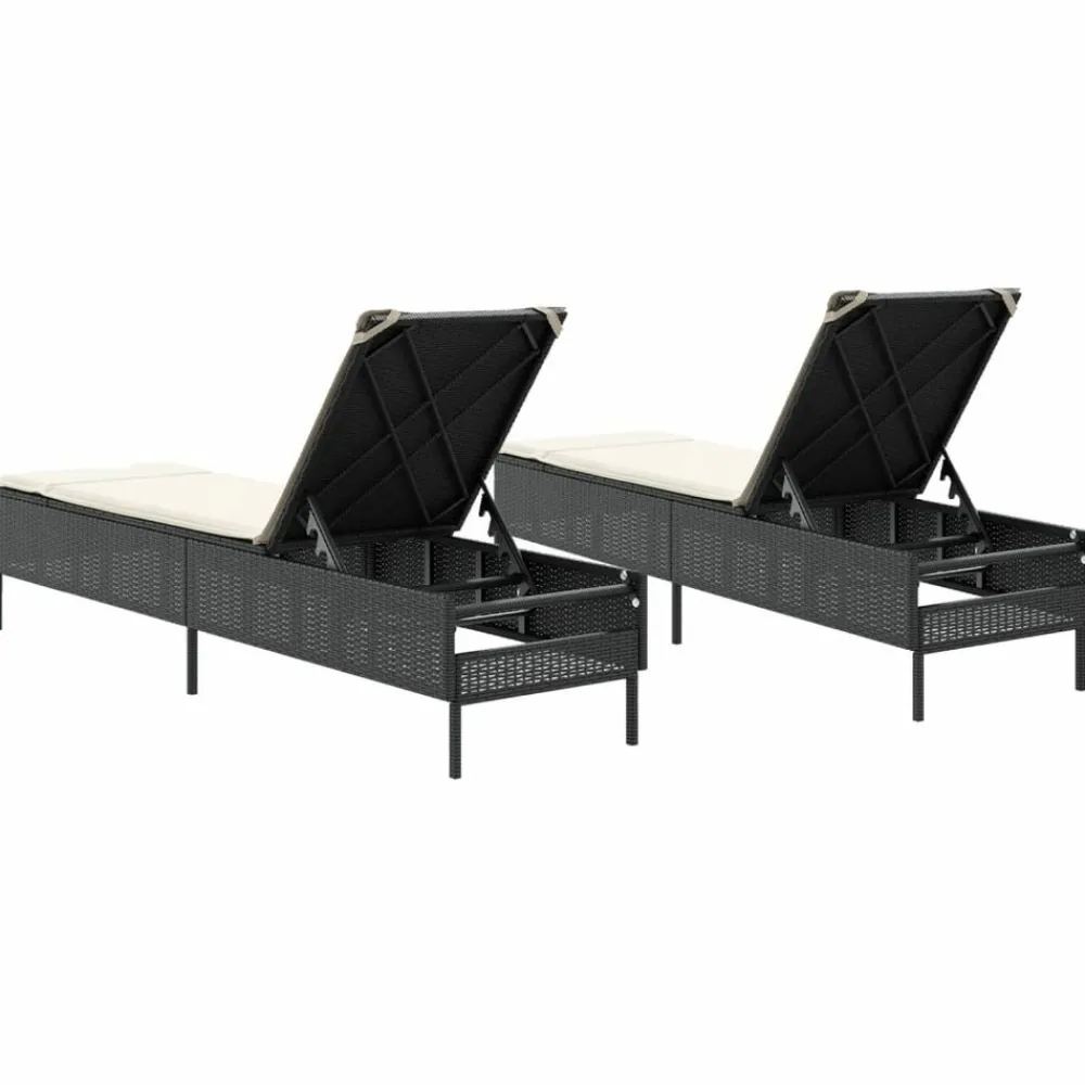 Maison Exclusive - Chaises longues avec coussins lot de 2 noir résine tressée Hot