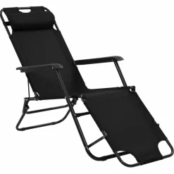 Maison Exclusive Bains De Soleil, Transats Et Hamacs | - Chaises longues pliables 2 pcs avec repose-pied acier noir