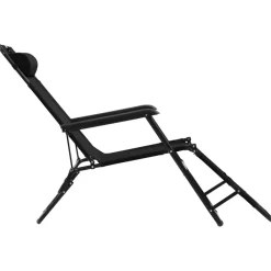 Maison Exclusive Bains De Soleil, Transats Et Hamacs | - Chaises longues pliables 2 pcs avec repose-pied acier noir