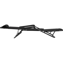 Maison Exclusive Bains De Soleil, Transats Et Hamacs | - Chaises longues pliables 2 pcs avec repose-pied acier noir