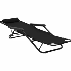 Maison Exclusive Bains De Soleil, Transats Et Hamacs | - Chaises longues pliables 2 pcs avec repose-pied acier noir
