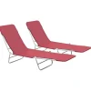 Maison Exclusive Bains De Soleil, Transats Et Hamacs | - Chaises longues pliables lot de 2 crème textilène