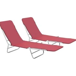 Maison Exclusive Bains De Soleil, Transats Et Hamacs | - Chaises longues pliables lot de 2 crème textilène