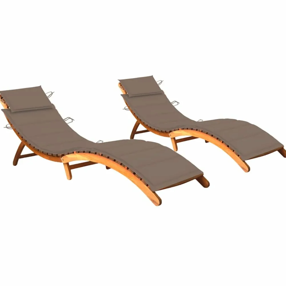Maison Exclusive - Chaises longues lot de 2 avec coussins bois d'acacia solide Clearance