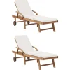 Maison Exclusive - Chaises longues avec coussins 2 pcs bois de teck solide crème
