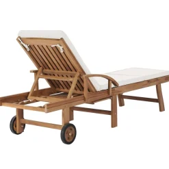 Maison Exclusive - Chaises longues avec coussins 2 pcs bois de teck solide crème