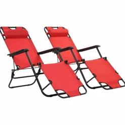 Maison Exclusive Bains De Soleil, Transats Et Hamacs | - Chaises longues lot de 2 avec table aluminium crème