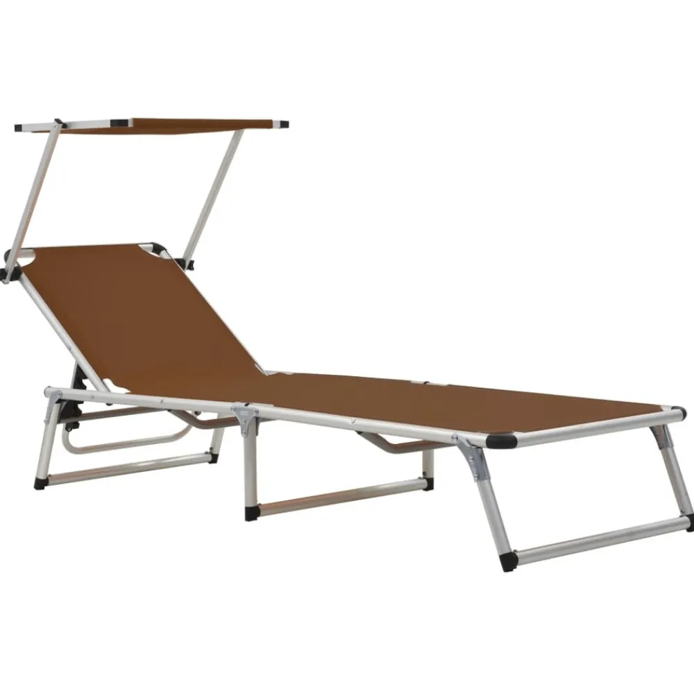 Maison Exclusive - Chaises longues pliables et toit lot de 2 aluminium textilène Clearance