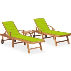 Maison Exclusive - Chaises longues lot de 2 avec table et coussin bois teck solide