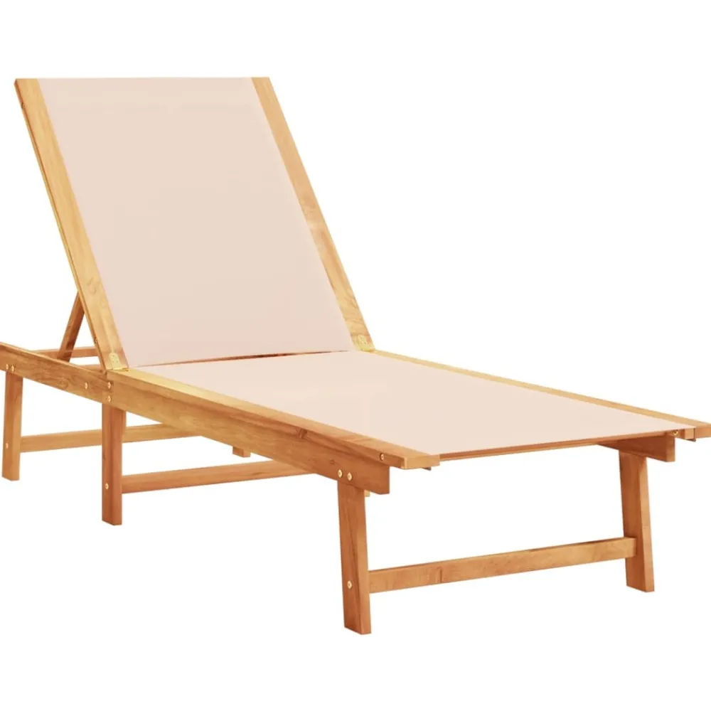 Maison Exclusive Bains De Soleil, Transats Et Hamacs | - Chaises longues lot de 2 crème bois acacia solide et textilène