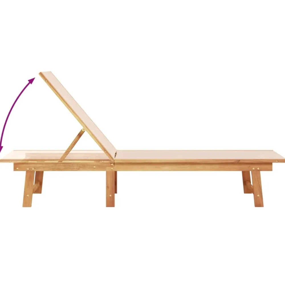 Maison Exclusive Bains De Soleil, Transats Et Hamacs | - Chaises longues lot de 2 crème bois acacia solide et textilène