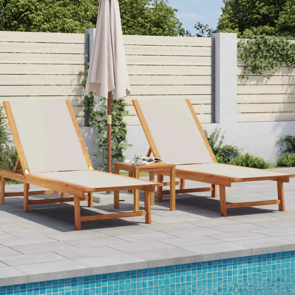 Maison Exclusive Bains De Soleil, Transats Et Hamacs | - Chaises longues avec table aluminium noir