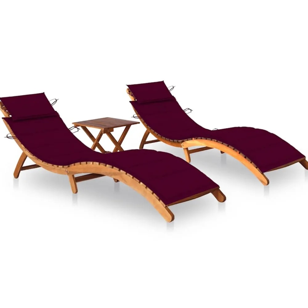 Maison Exclusive - Chaises longues lot de 2 avec table et coussins acacia solide Sale