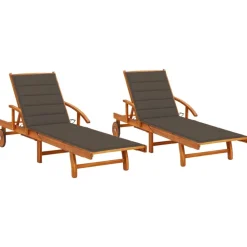 Maison Exclusive - Chaises longues lot de 2 avec coussins bois d'acacia solide New