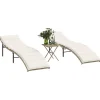 Maison Exclusive - Chaises longues lot de 2 avec table beige résine tressée New