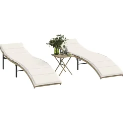 Maison Exclusive - Chaises longues lot de 2 avec table beige résine tressée New
