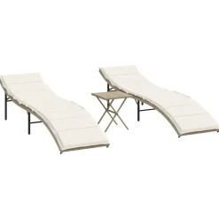 Maison Exclusive - Chaises longues lot de 2 avec table beige résine tressée New