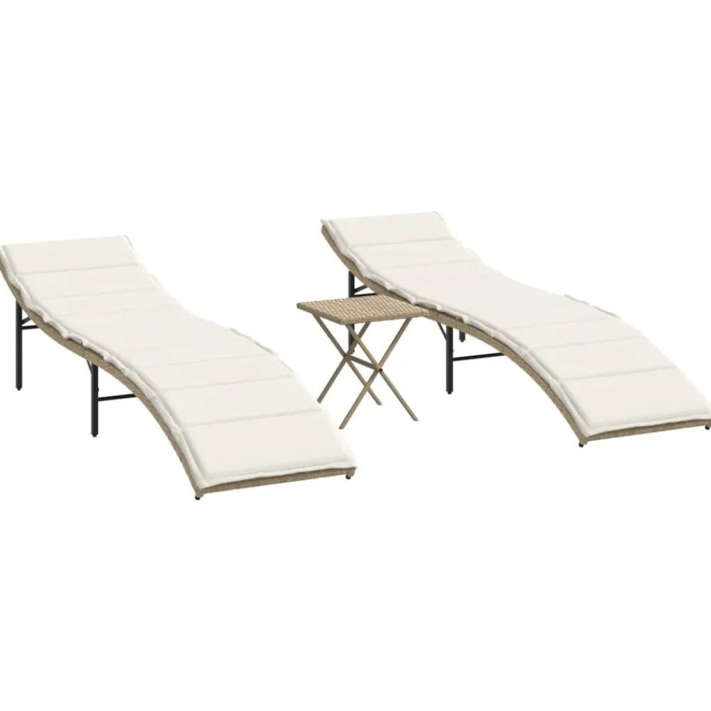 Maison Exclusive - Chaises longues lot de 2 avec table beige résine tressée New