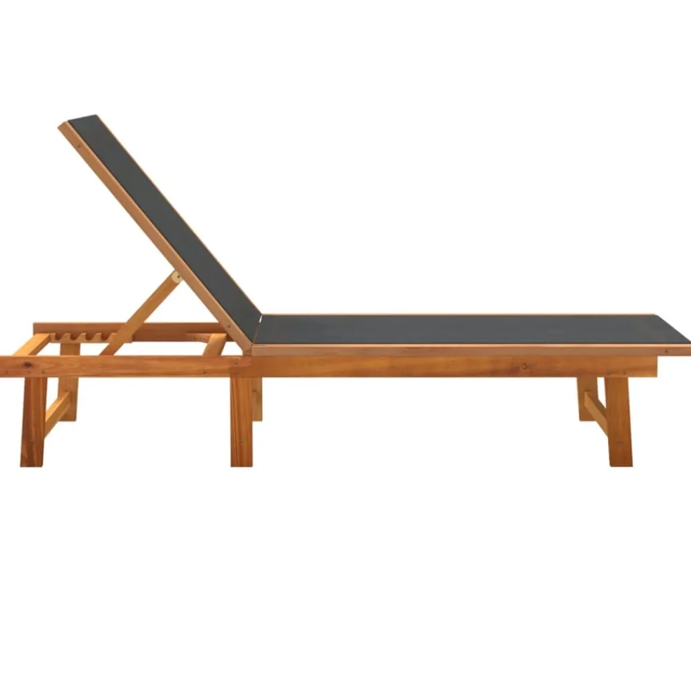 Maison Exclusive - Chaises longues lot de 2 noir bois d'acacia solide et textilène Sale