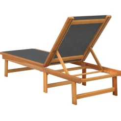 Maison Exclusive - Chaises longues lot de 2 noir bois d'acacia solide et textilène Sale
