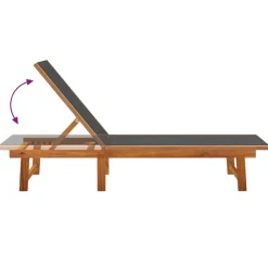Maison Exclusive - Chaises longues lot de 2 noir bois d'acacia solide et textilène Sale