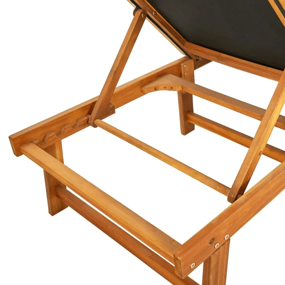 Maison Exclusive - Chaises longues lot de 2 noir bois d'acacia solide et textilène Sale