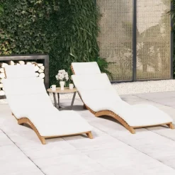 Maison Exclusive - Chaises longues lot de 2 avec coussins bois massif de teck Sale