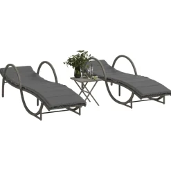 Maison Exclusive - Chaises longues lot de 2 avec table gris résine tressée Online