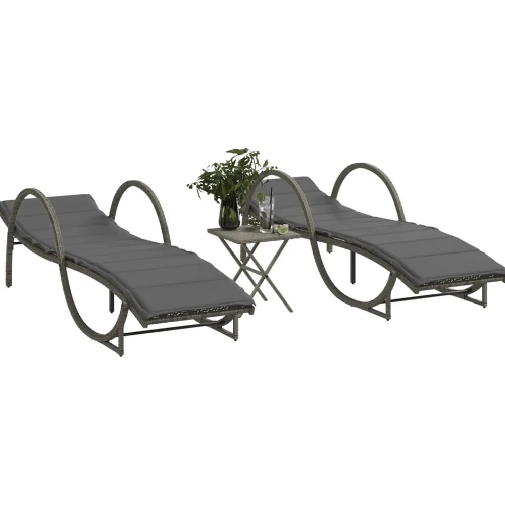 Maison Exclusive - Chaises longues lot de 2 avec table gris résine tressée Online