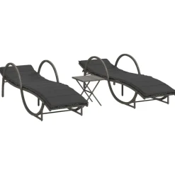 Maison Exclusive - Chaises longues lot de 2 avec table gris résine tressée Online