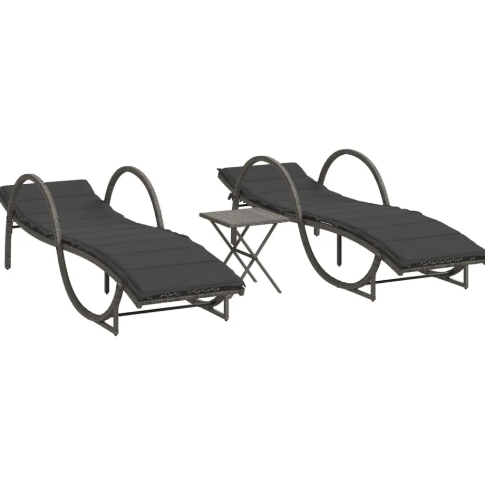 Maison Exclusive - Chaises longues lot de 2 avec table gris résine tressée Online
